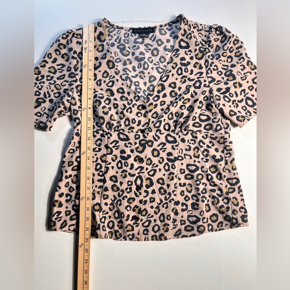 Sanctuary Leopard Print Peplum Button-Down Top Me… - image 5